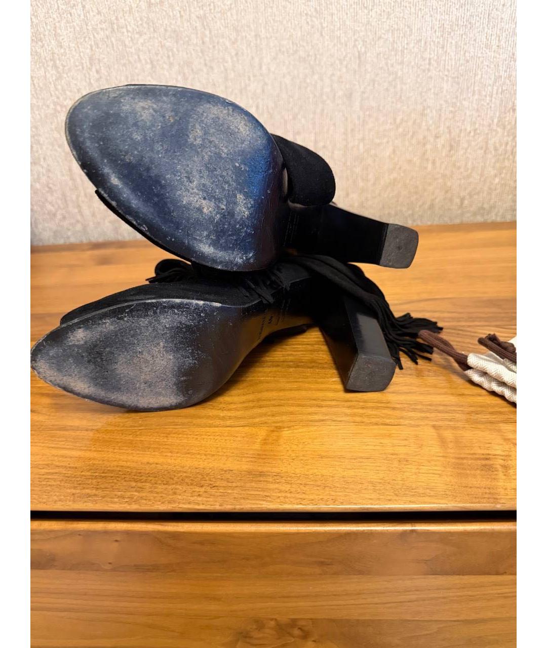 HERMES Черные замшевые босоножки, фото 5