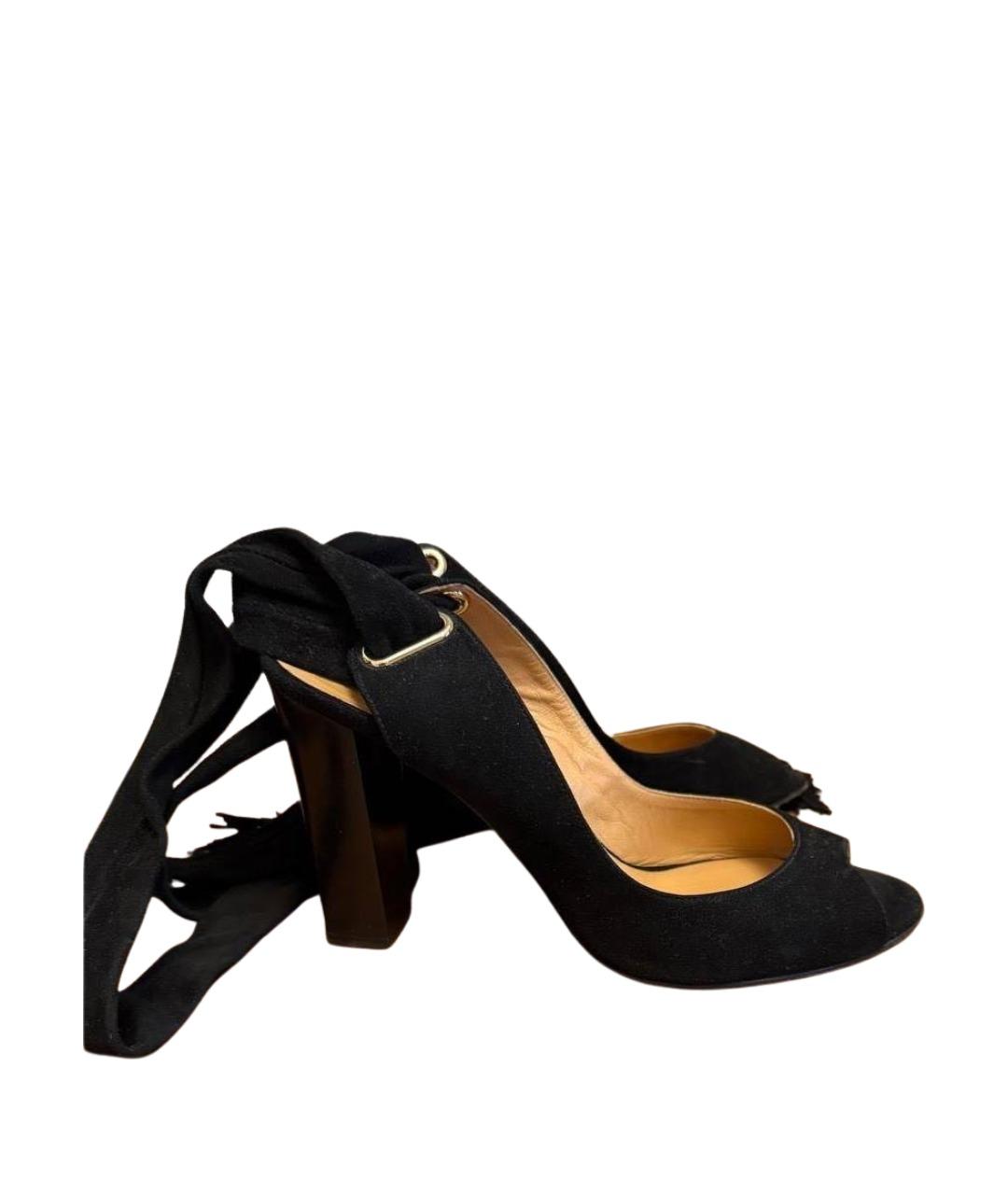 HERMES Черные замшевые босоножки, фото 1
