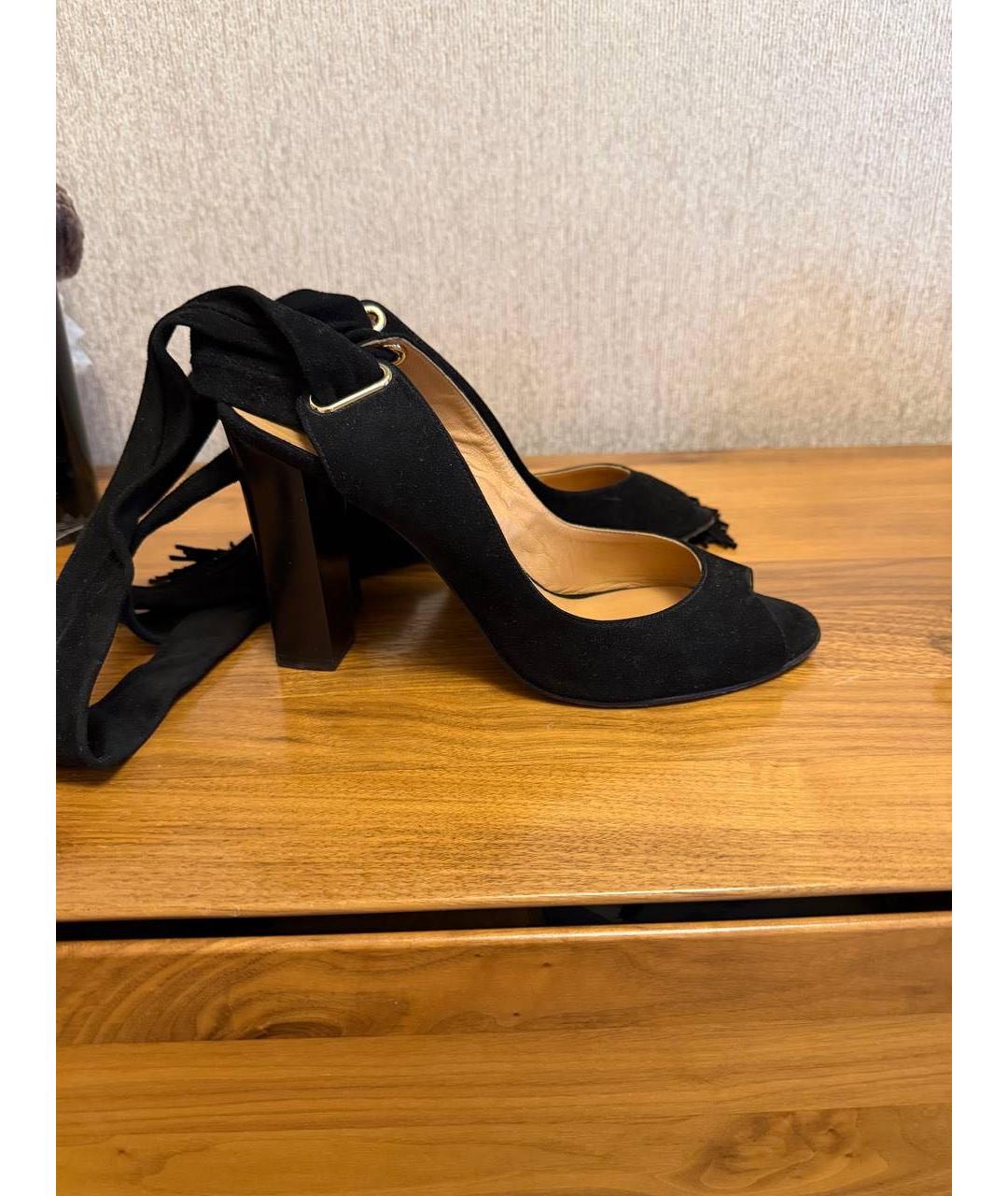 HERMES Черные замшевые босоножки, фото 9