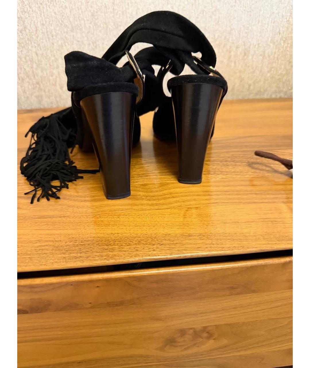 HERMES Черные замшевые босоножки, фото 4
