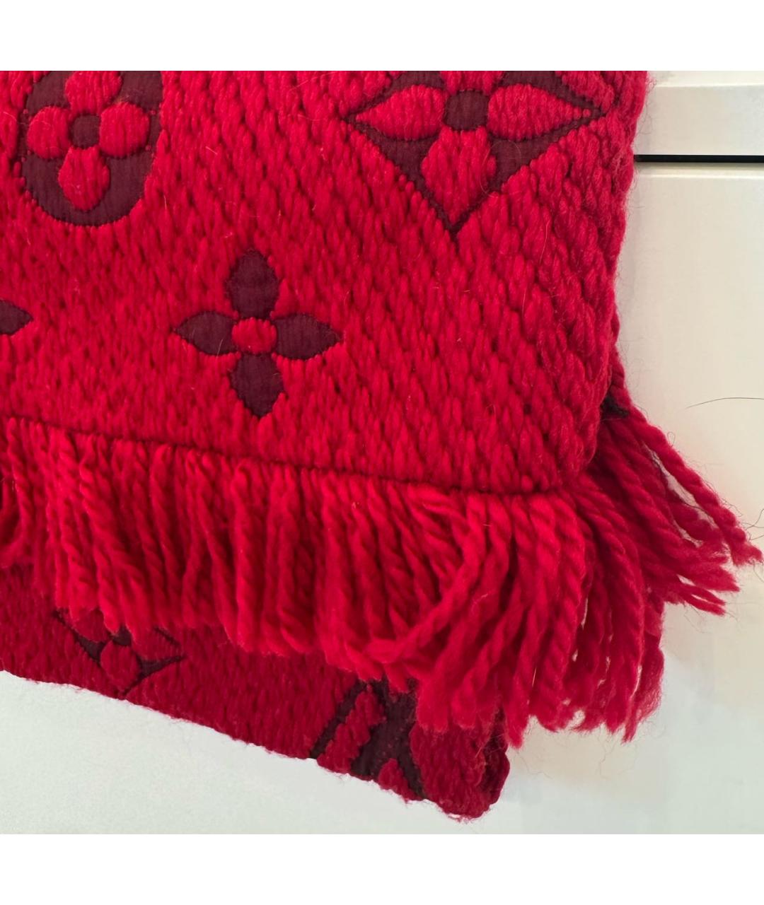 LOUIS VUITTON Красный шерстяной шарф, фото 4