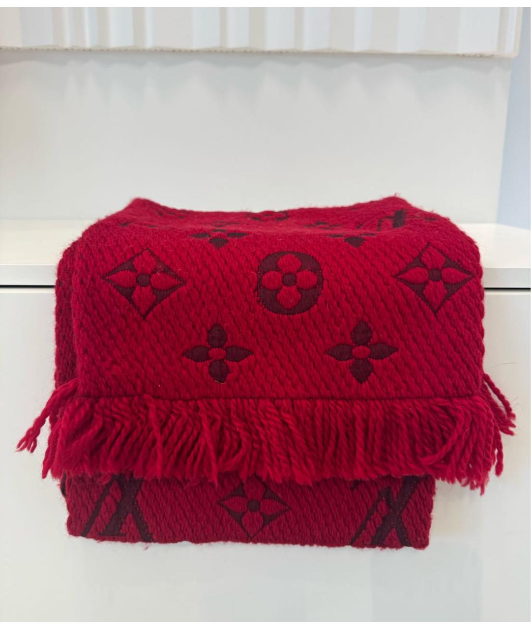 LOUIS VUITTON Красный шерстяной шарф, фото 5