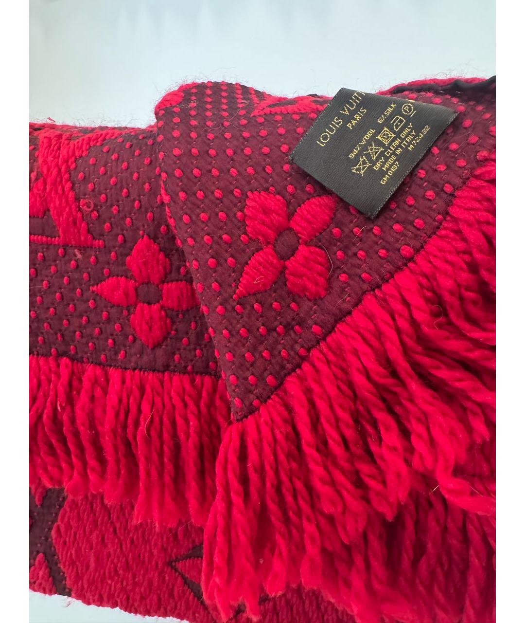LOUIS VUITTON Красный шерстяной шарф, фото 2