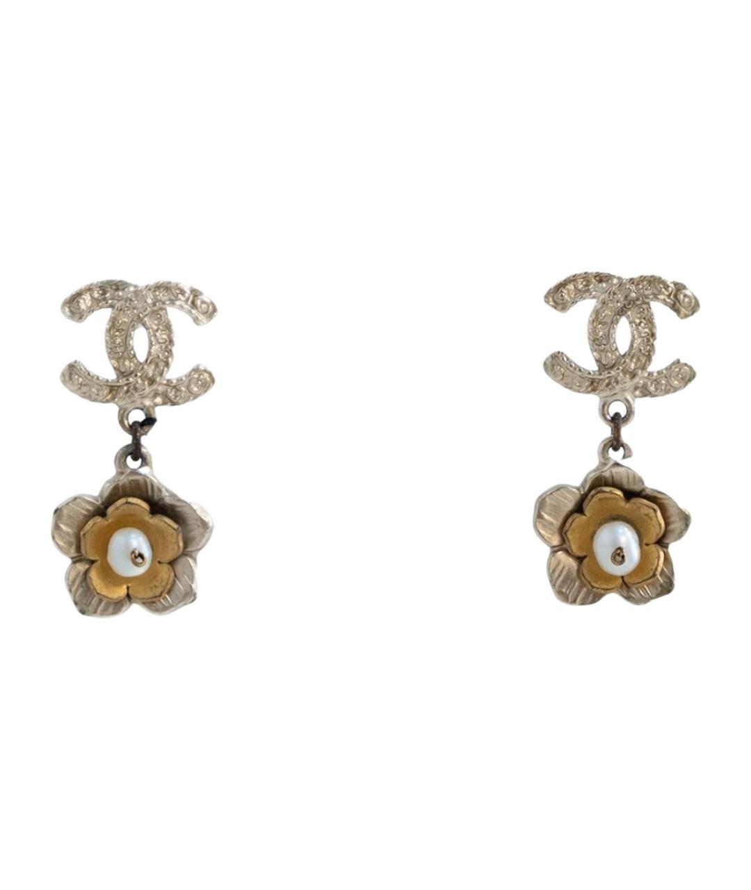 CHANEL Золотые металлические серьги, фото 1