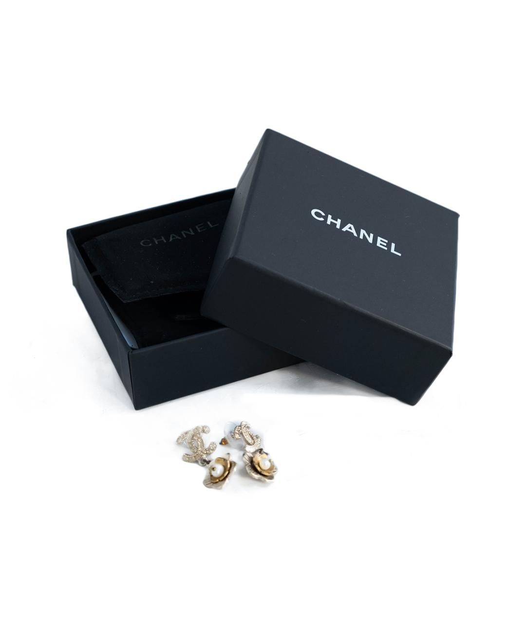 CHANEL Золотые металлические серьги, фото 4
