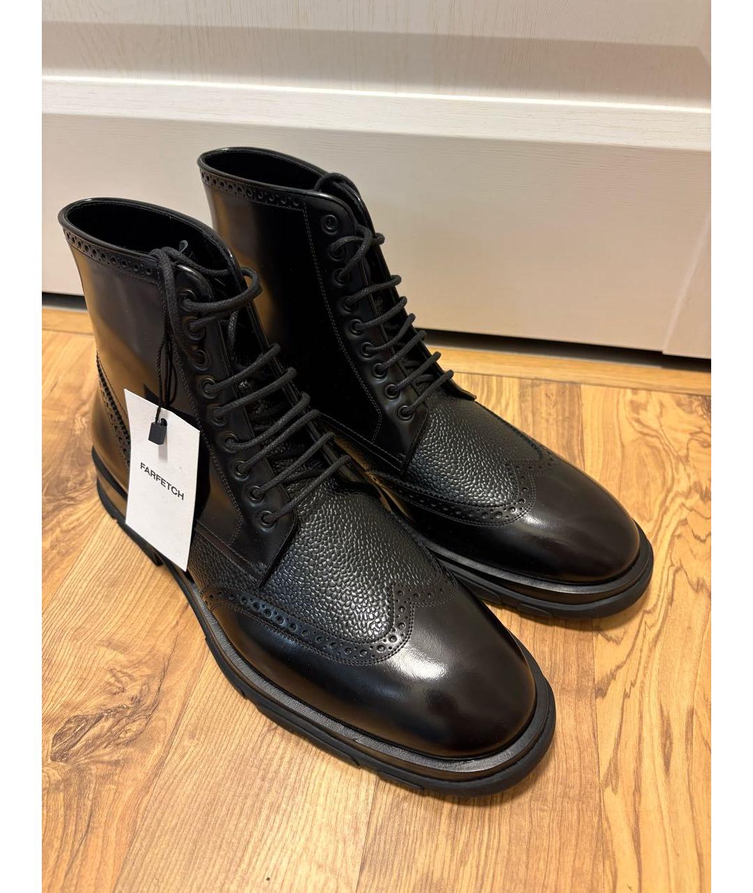 ALEXANDER MCQUEEN Черные кожаные высокие ботинки, фото 4