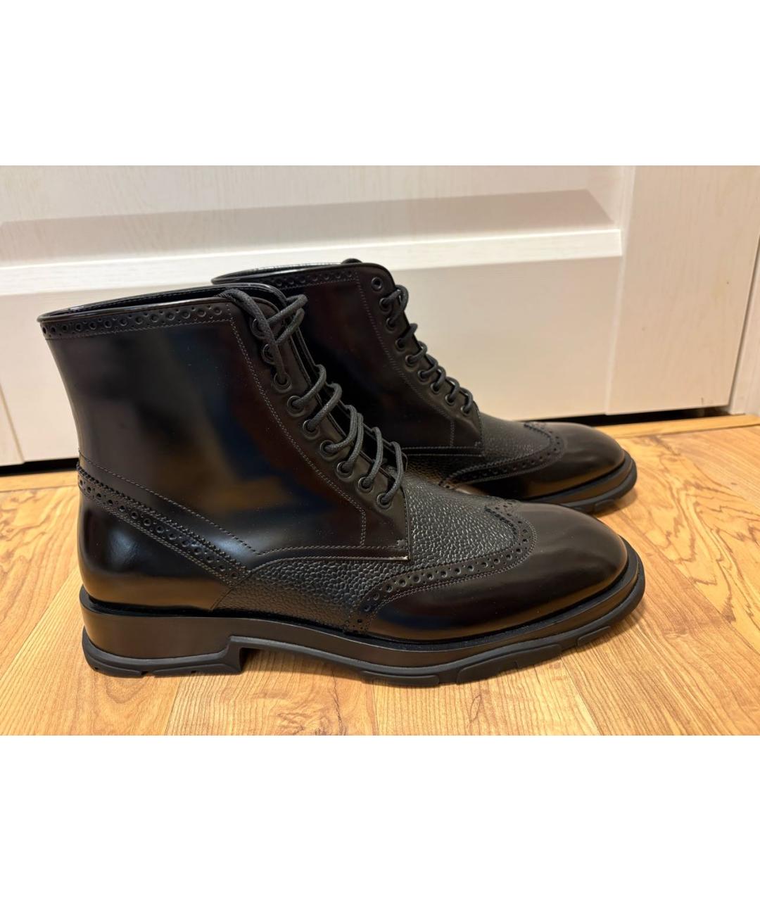 ALEXANDER MCQUEEN Черные кожаные высокие ботинки, фото 9