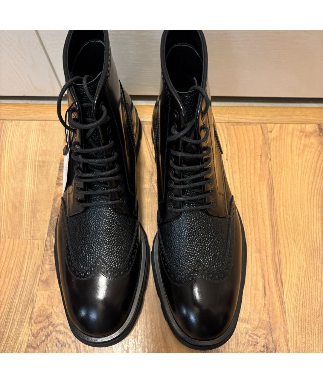 ALEXANDER MCQUEEN Черные кожаные высокие ботинки, фото 3