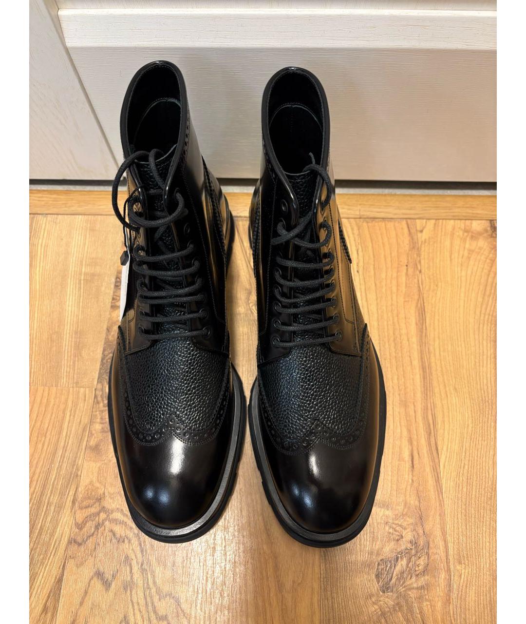 ALEXANDER MCQUEEN Черные кожаные высокие ботинки, фото 6