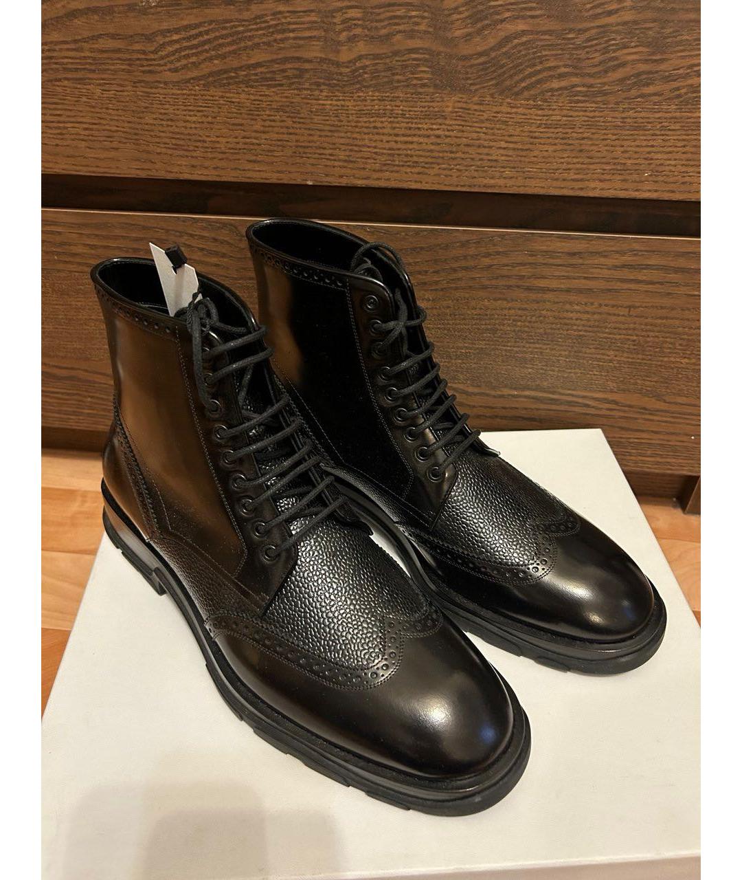 ALEXANDER MCQUEEN Черные кожаные высокие ботинки, фото 2