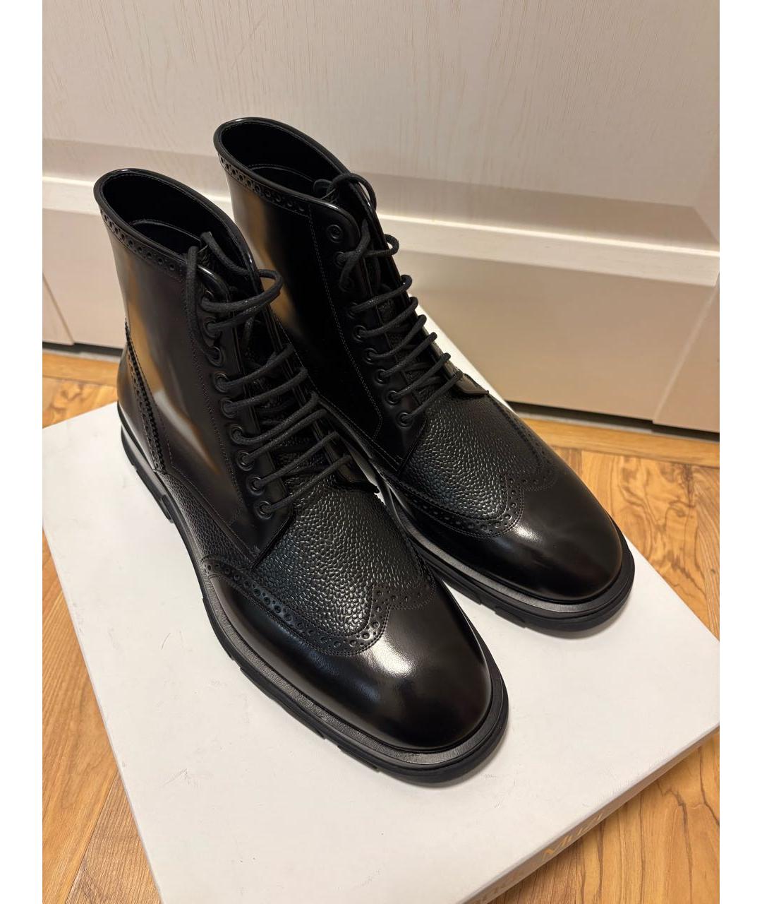 ALEXANDER MCQUEEN Черные кожаные высокие ботинки, фото 7