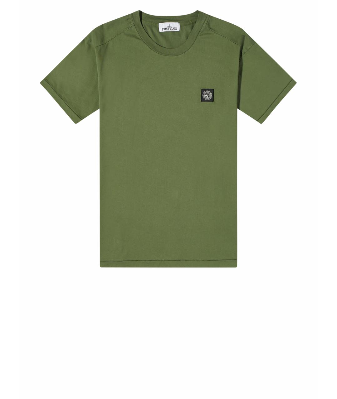 STONE ISLAND Хаки хлопковая футболка, фото 3