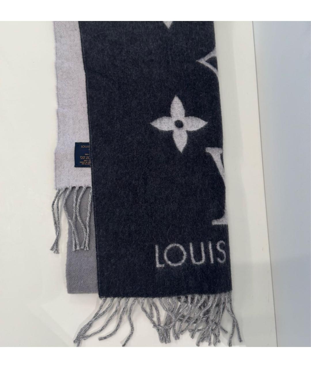 LOUIS VUITTON Серый кашемировый шарф, фото 2