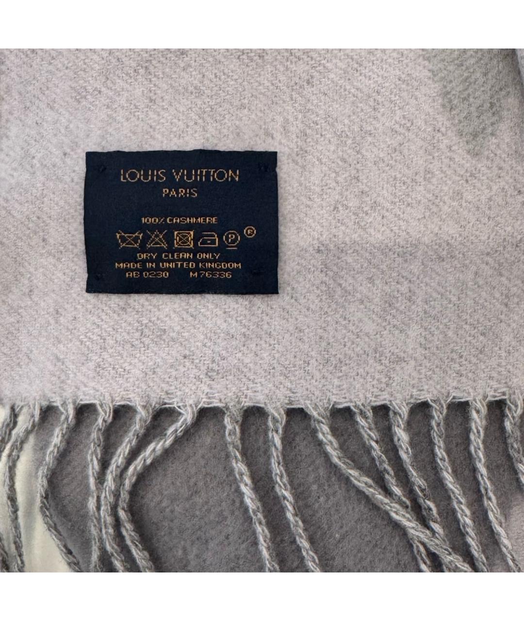 LOUIS VUITTON Серый кашемировый шарф, фото 3