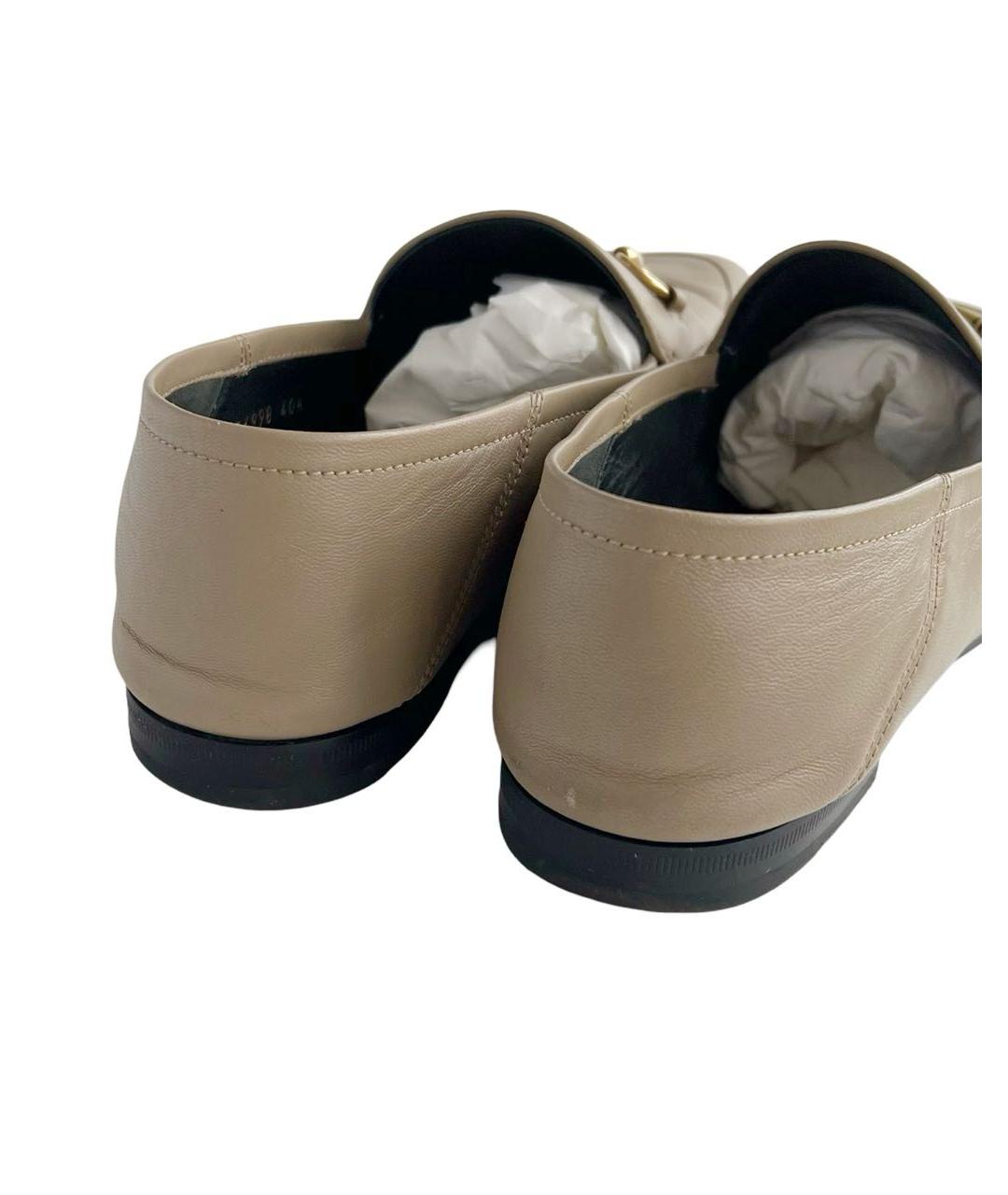 GUCCI Бежевые кожаные лоферы, фото 4