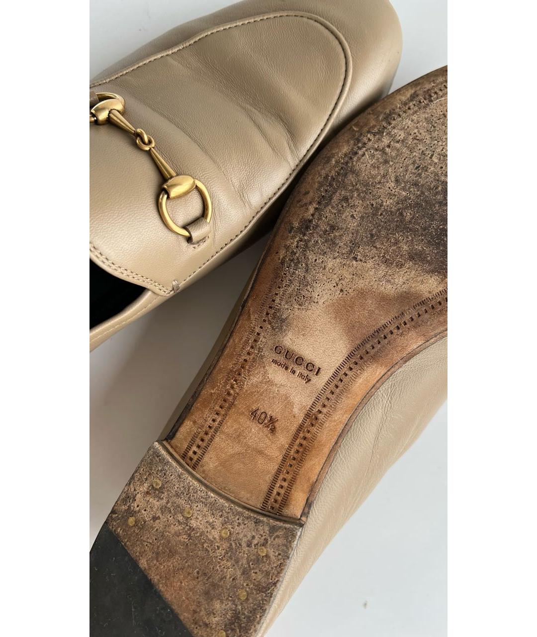 GUCCI Бежевые кожаные лоферы, фото 7