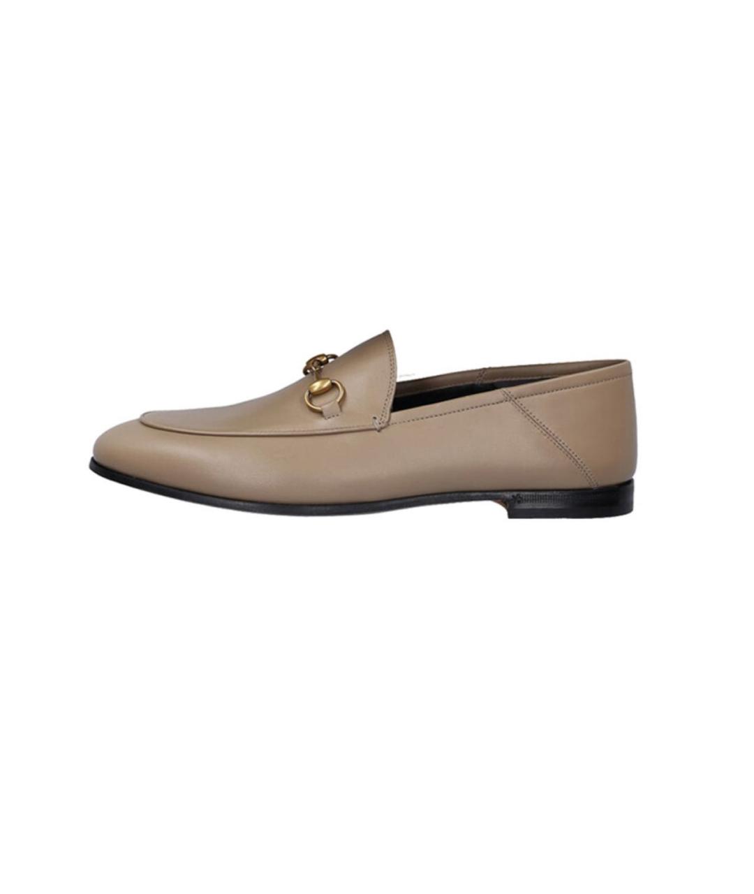 GUCCI Бежевые кожаные лоферы, фото 9