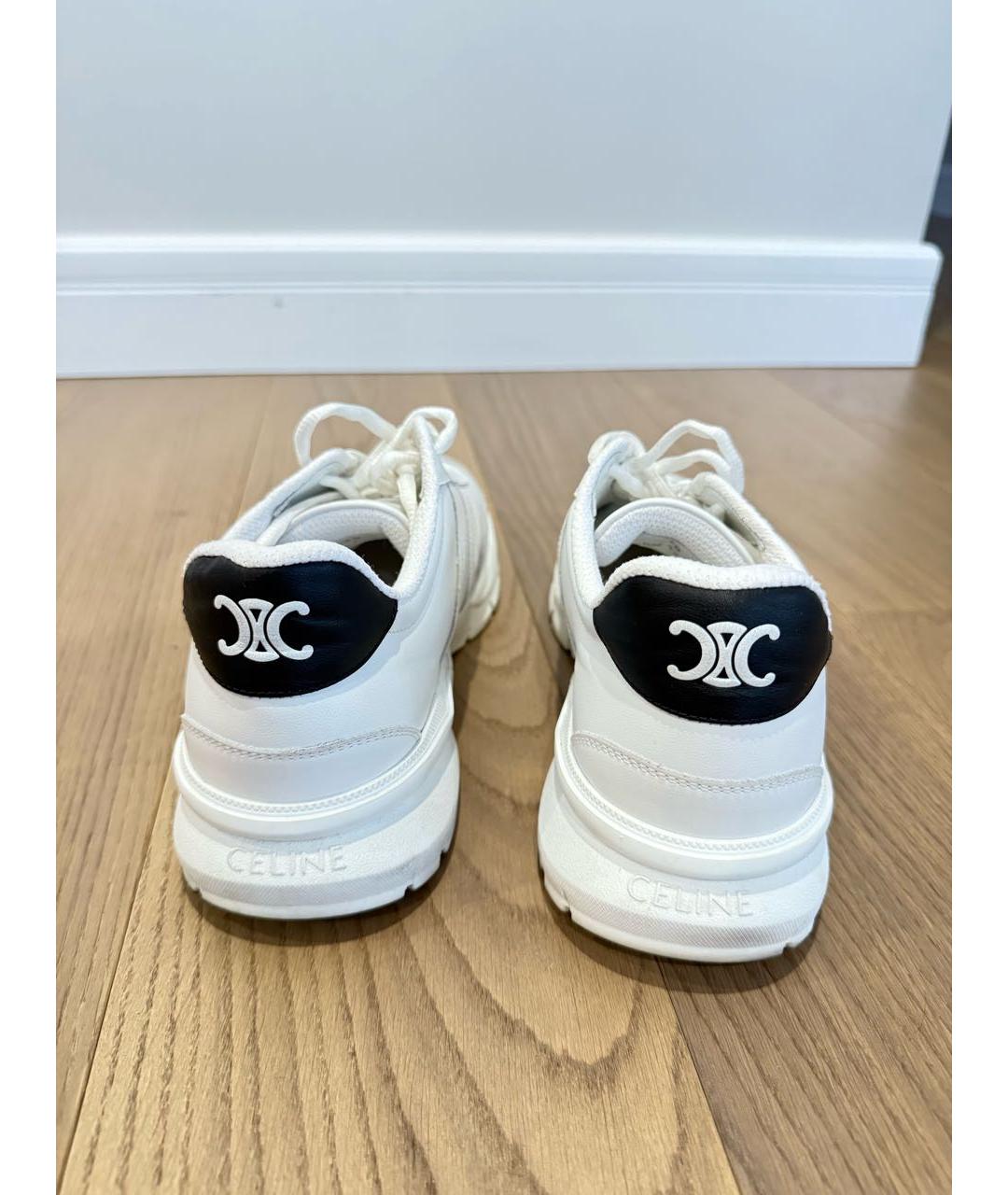 CELINE Белые кожаные кроссовки, фото 4