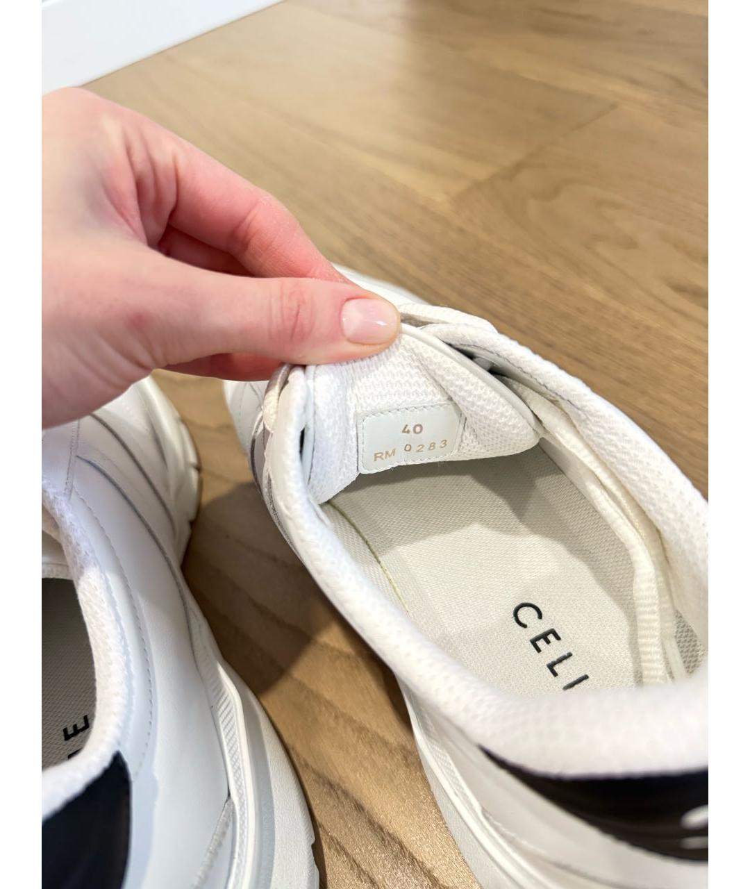CELINE Белые кожаные кроссовки, фото 5