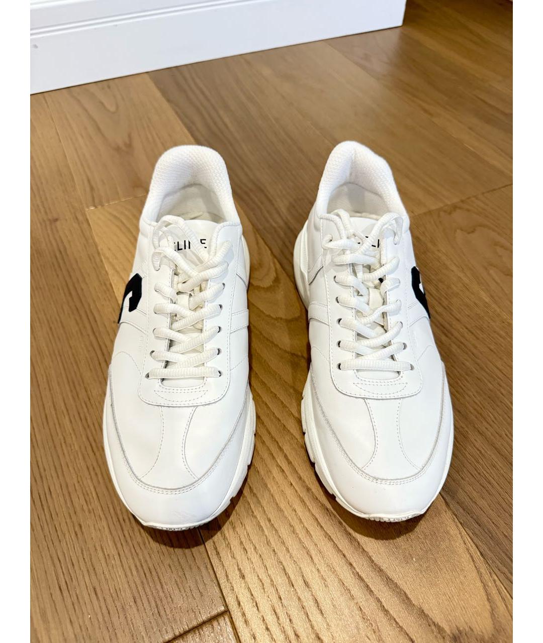 CELINE Белые кожаные кроссовки, фото 2