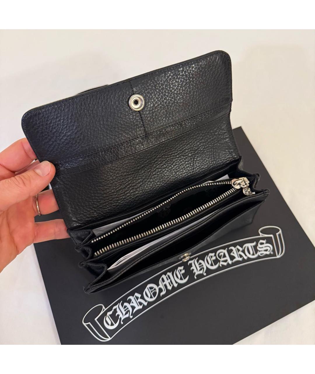 CHROME HEARTS Черный кожаный кошелек, фото 2