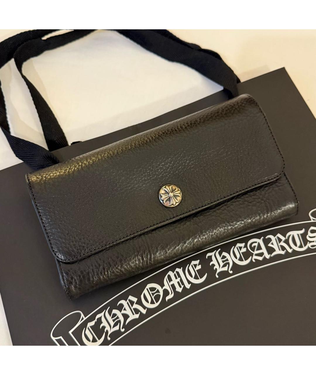 CHROME HEARTS Черный кожаный кошелек, фото 4