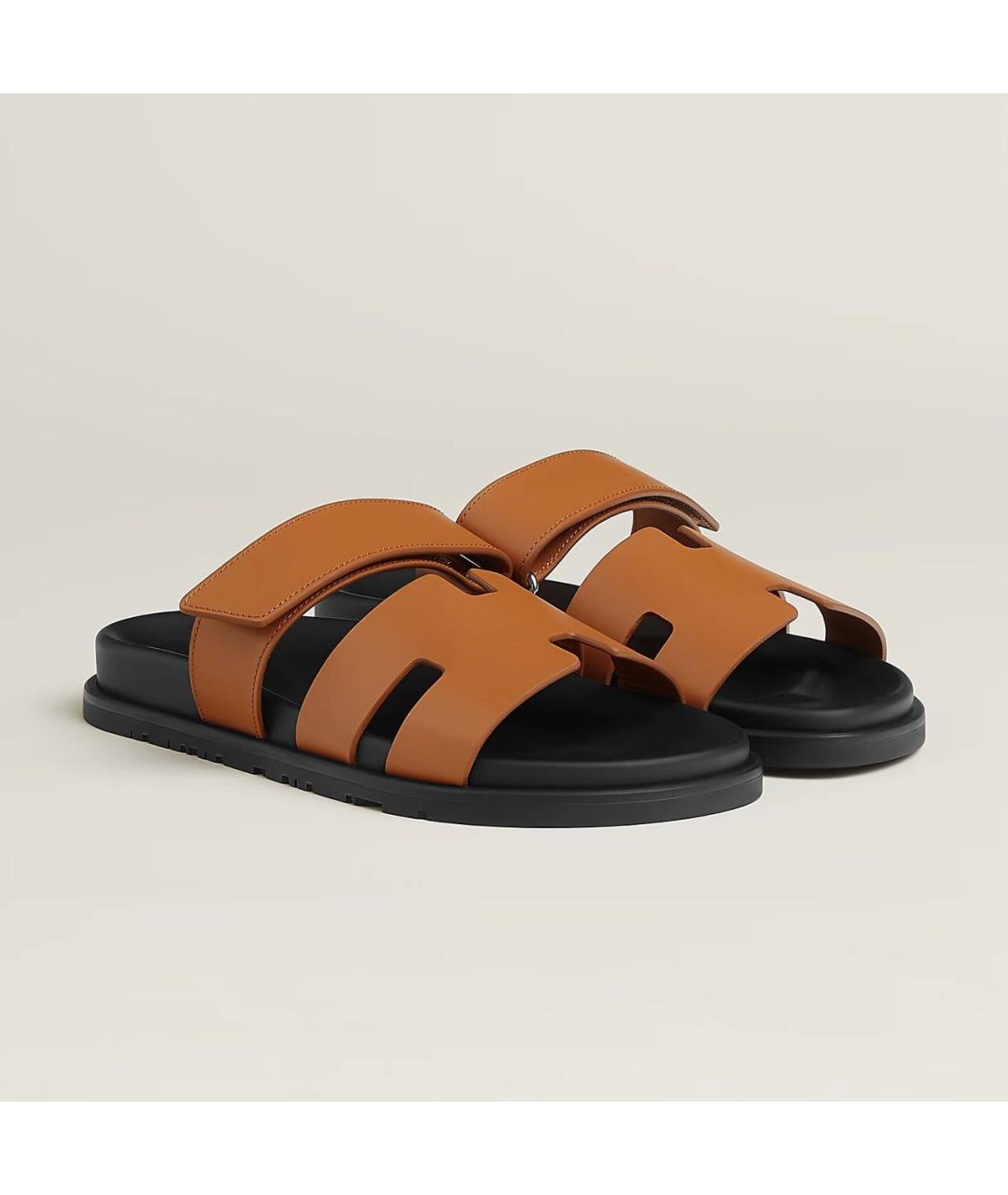 HERMES Коричневые кожаные сандалии, фото 3