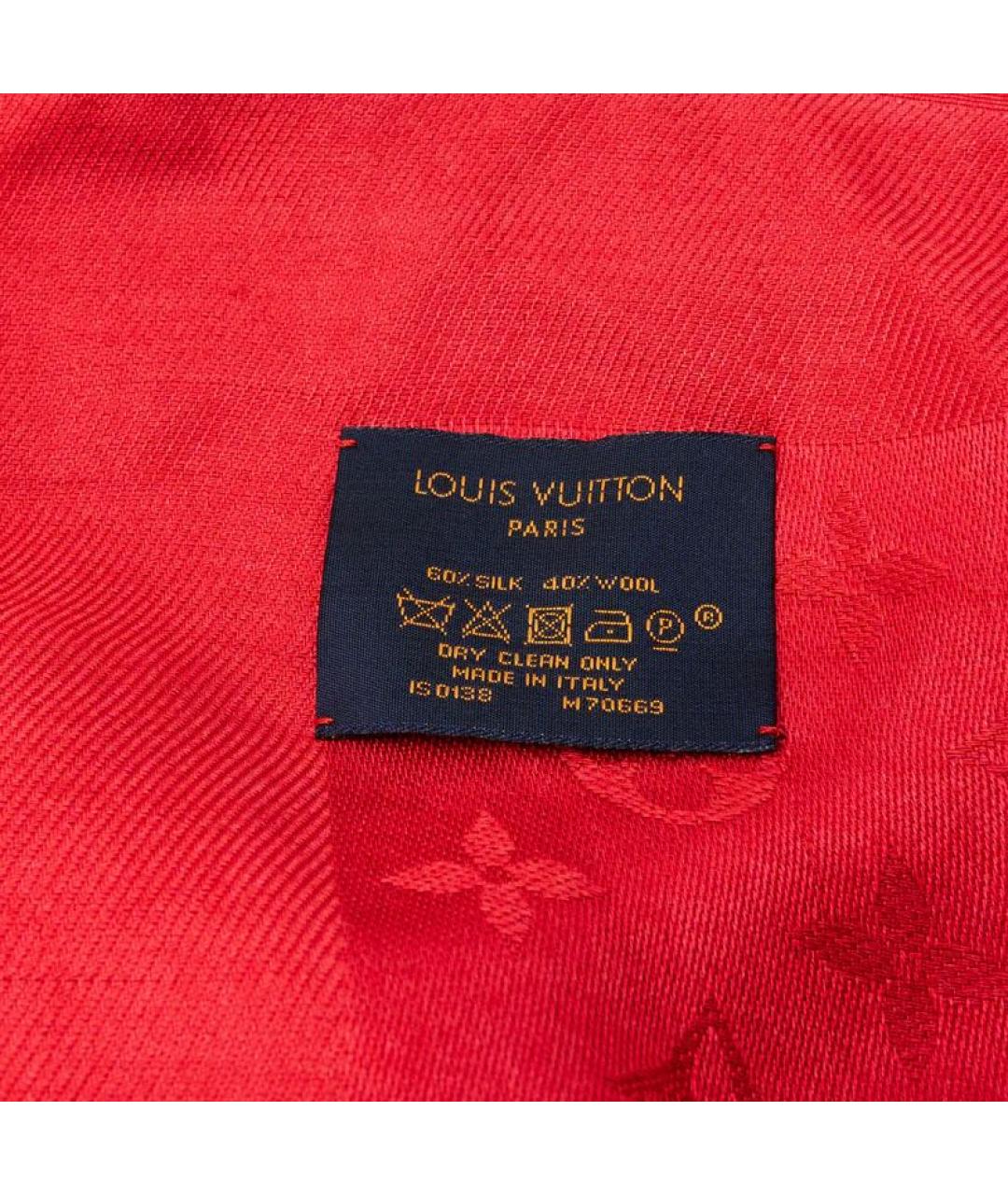 LOUIS VUITTON Красный шелковый платок, фото 3
