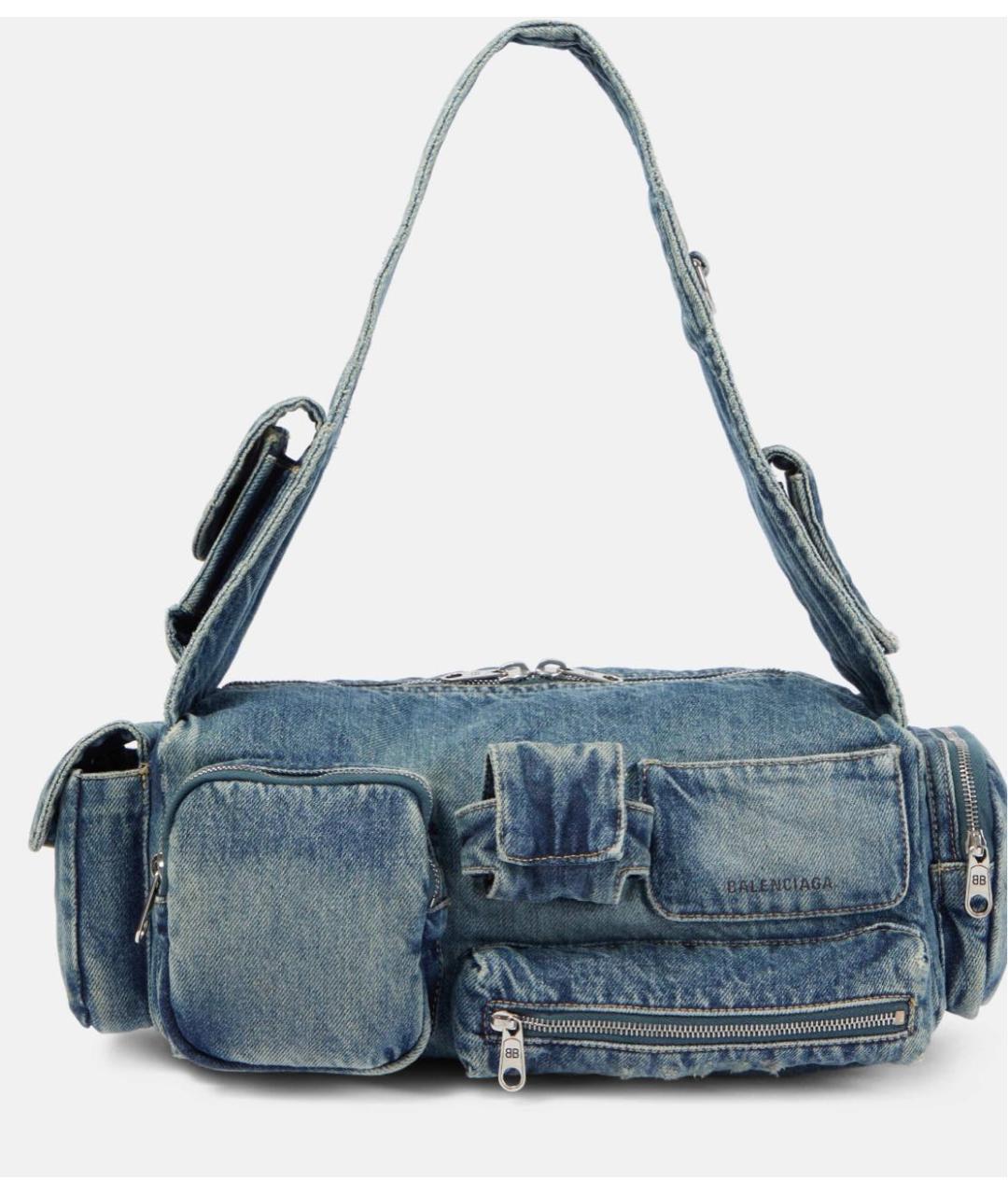 BALENCIAGA Синяя тканевая сумка через плечо, фото 8