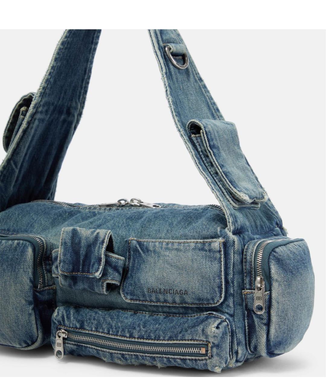 BALENCIAGA Синяя тканевая сумка через плечо, фото 7