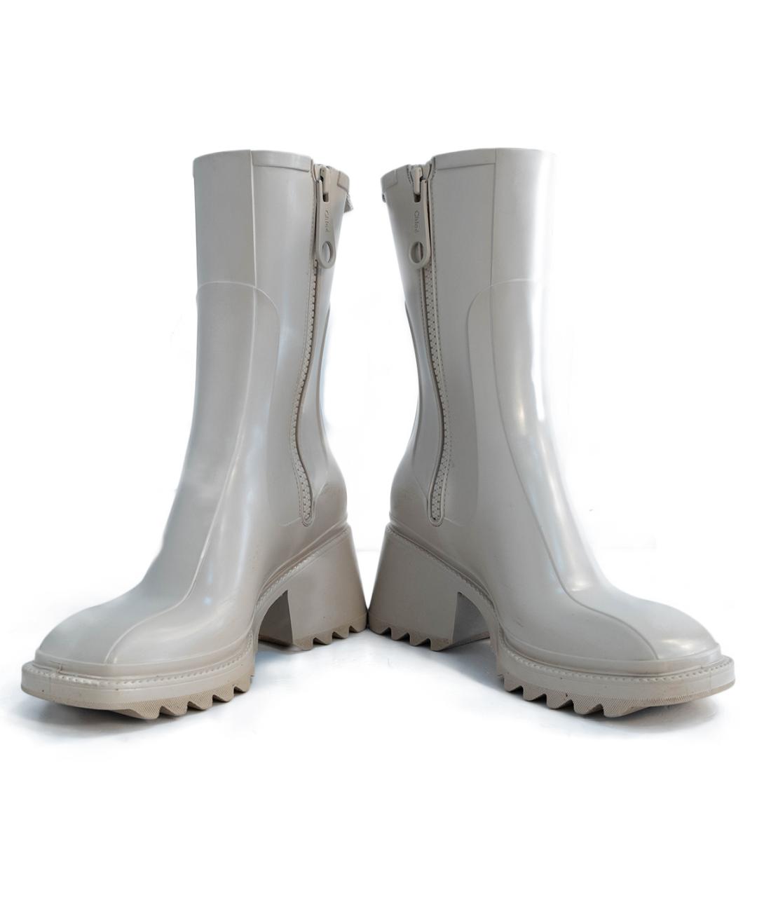 CHLOE Бежевые резиновые ботильоны, фото 4