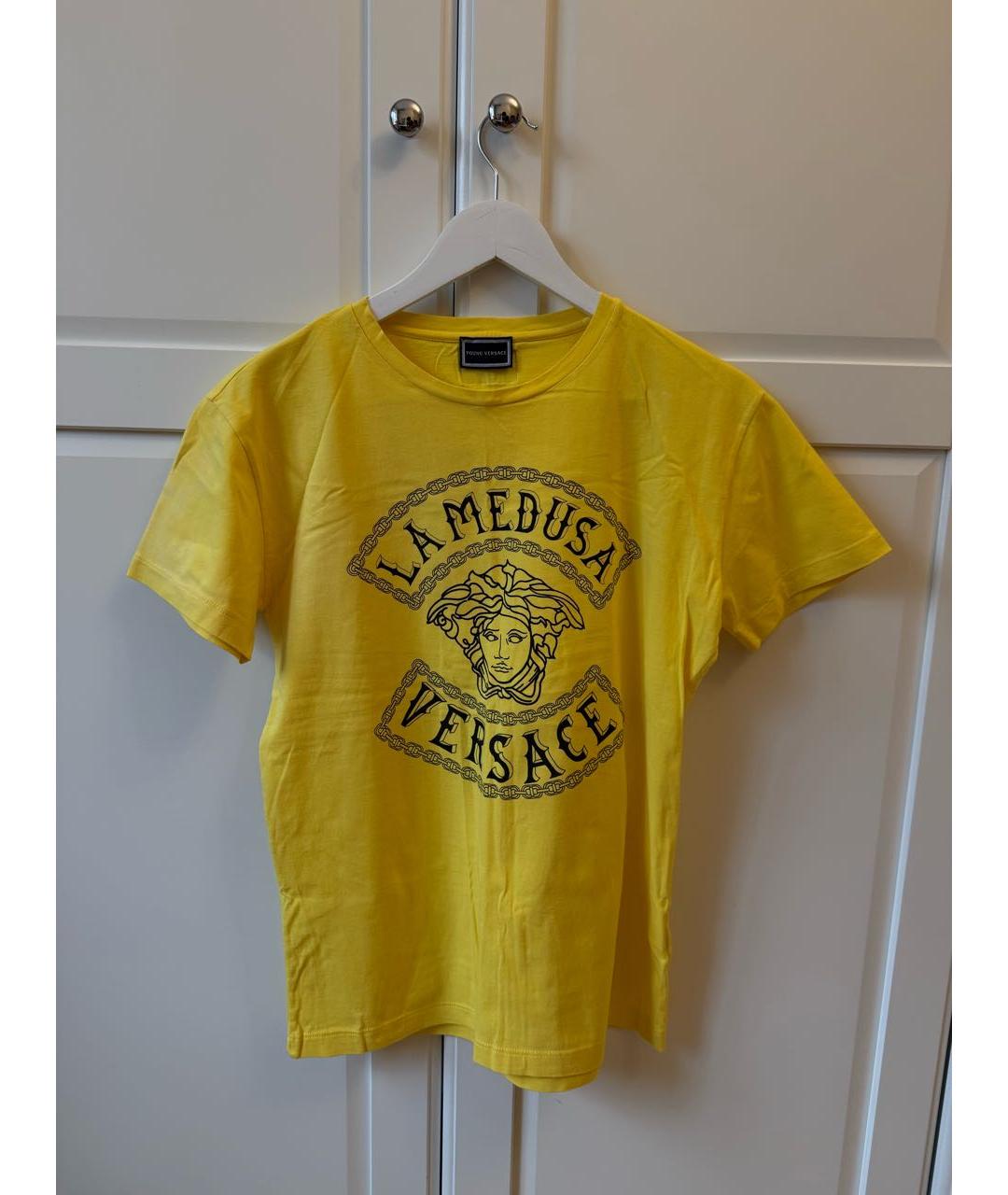 VERSACE Желтая хлопковая детская футболка, фото 3