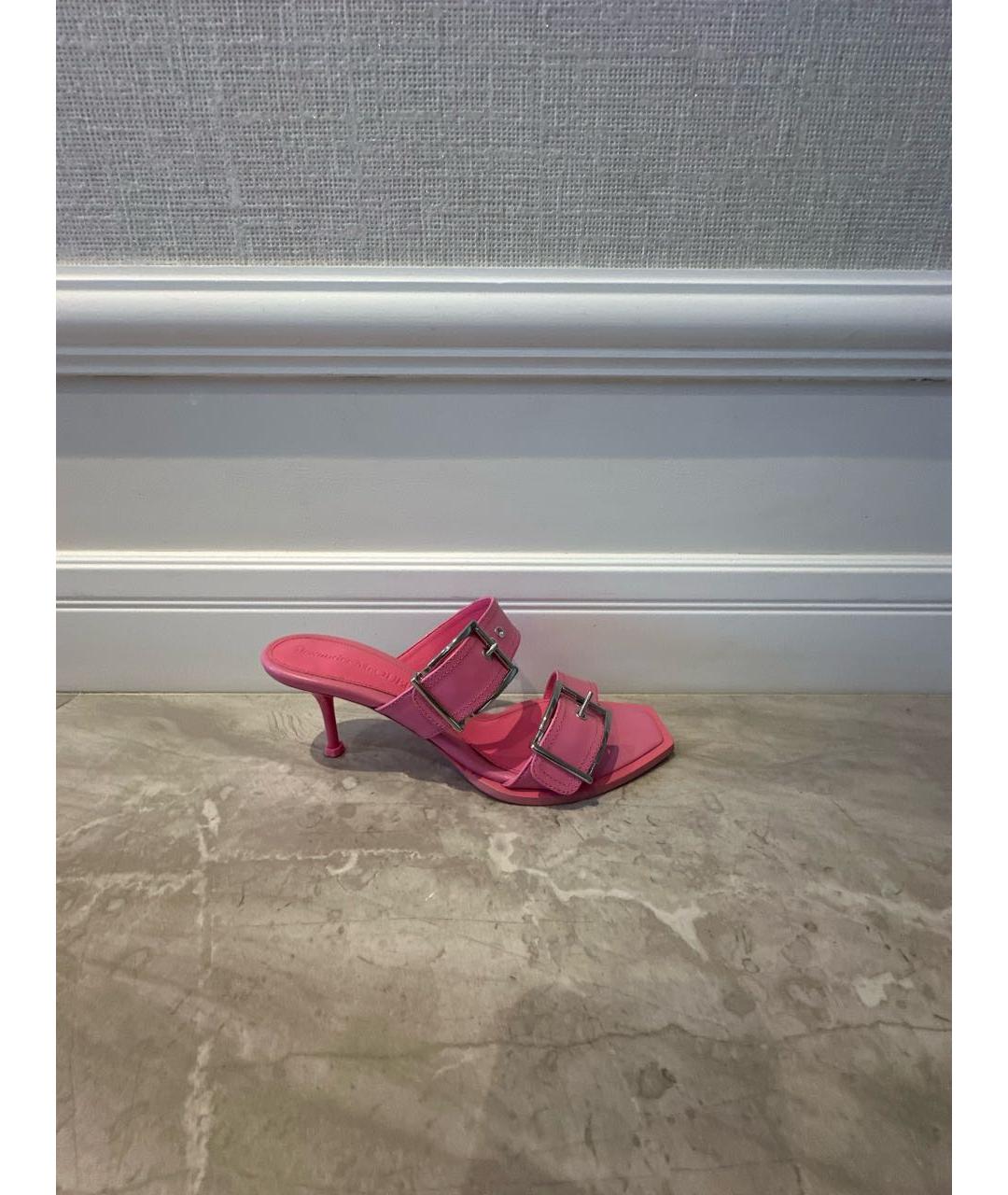 ALEXANDER MCQUEEN Розовые кожаные босоножки, фото 7