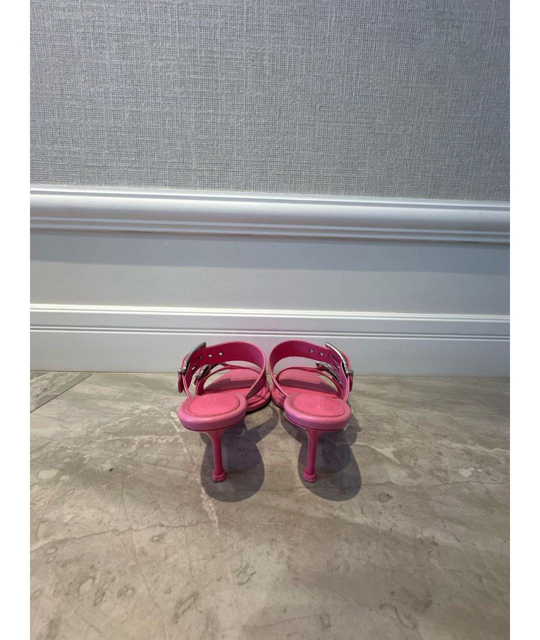 ALEXANDER MCQUEEN Розовые кожаные босоножки, фото 4