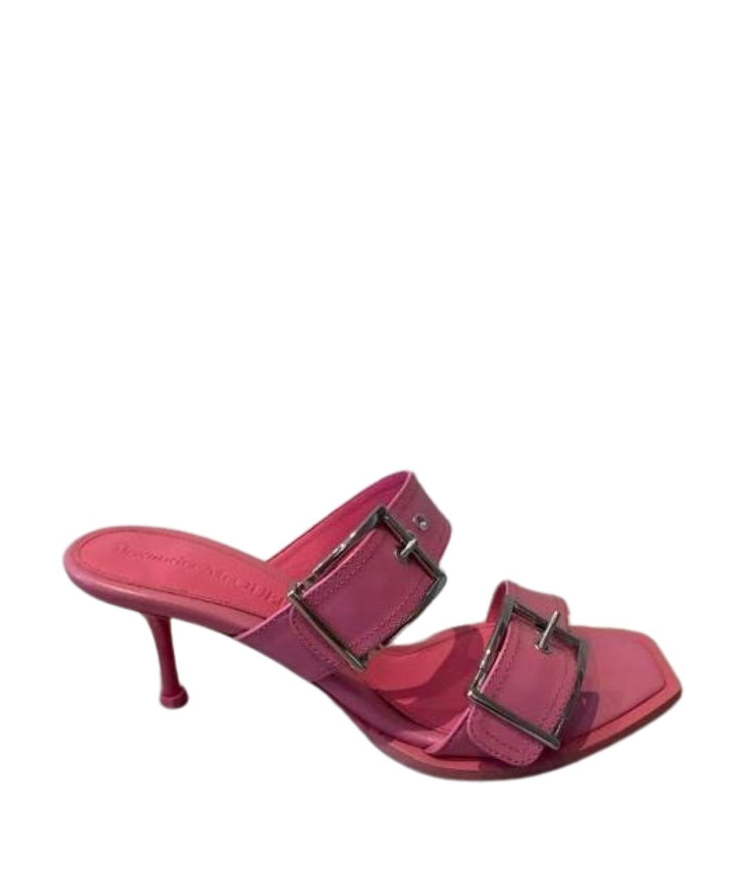 ALEXANDER MCQUEEN Розовые кожаные босоножки, фото 1