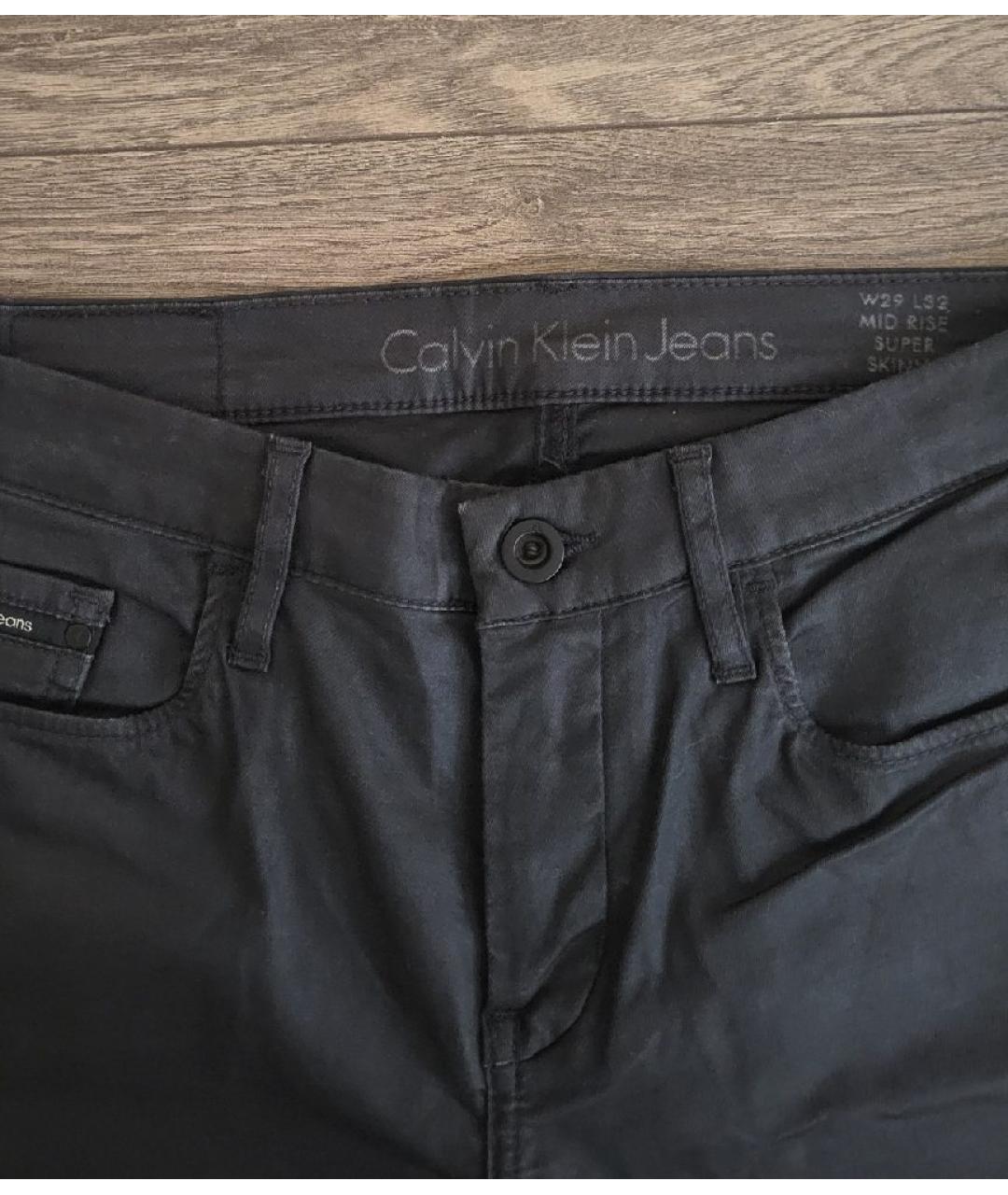 CALVIN KLEIN Черные хлопковые джинсы слим, фото 3