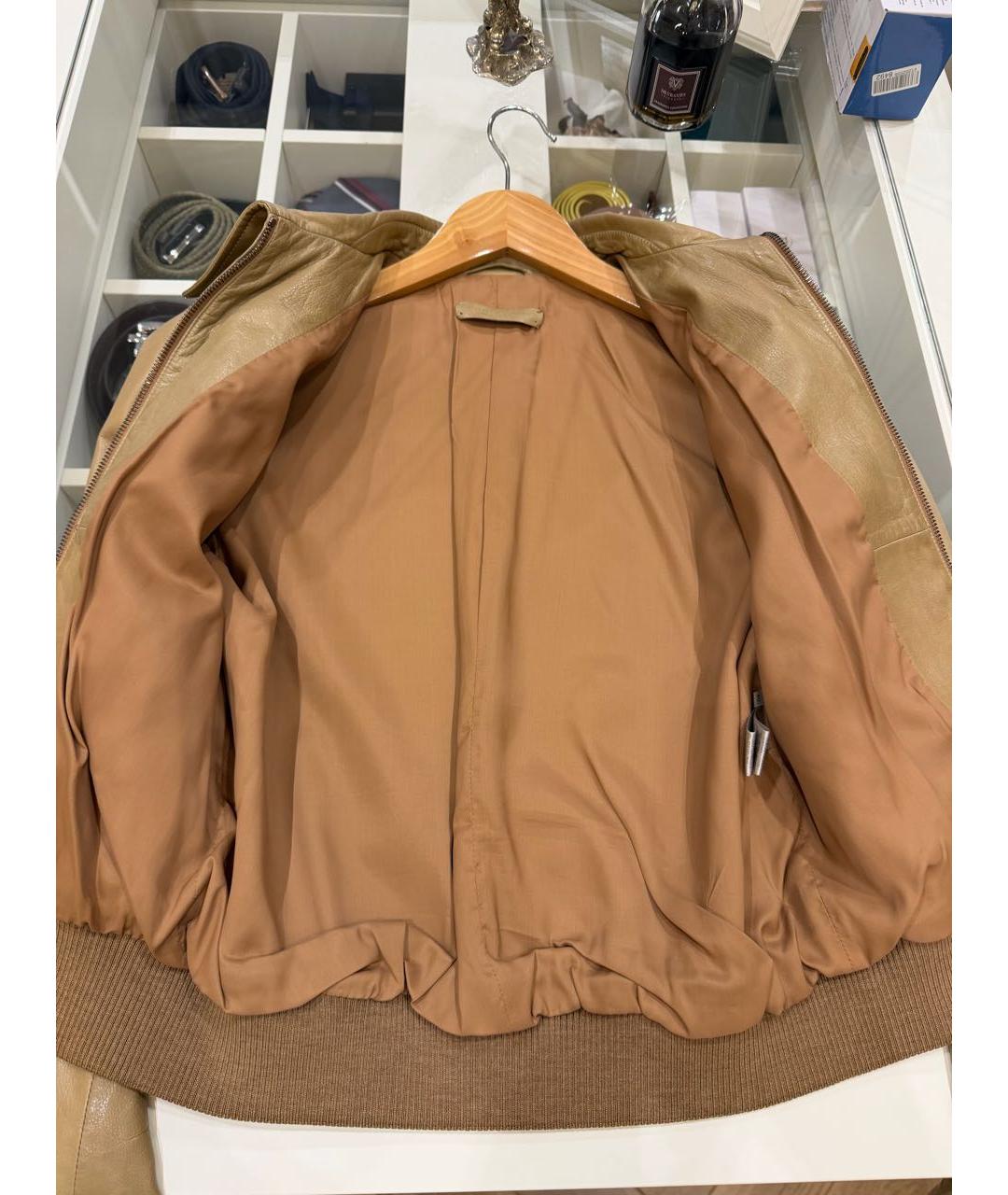 BOTTEGA VENETA Бежевая кожаная куртка, фото 3