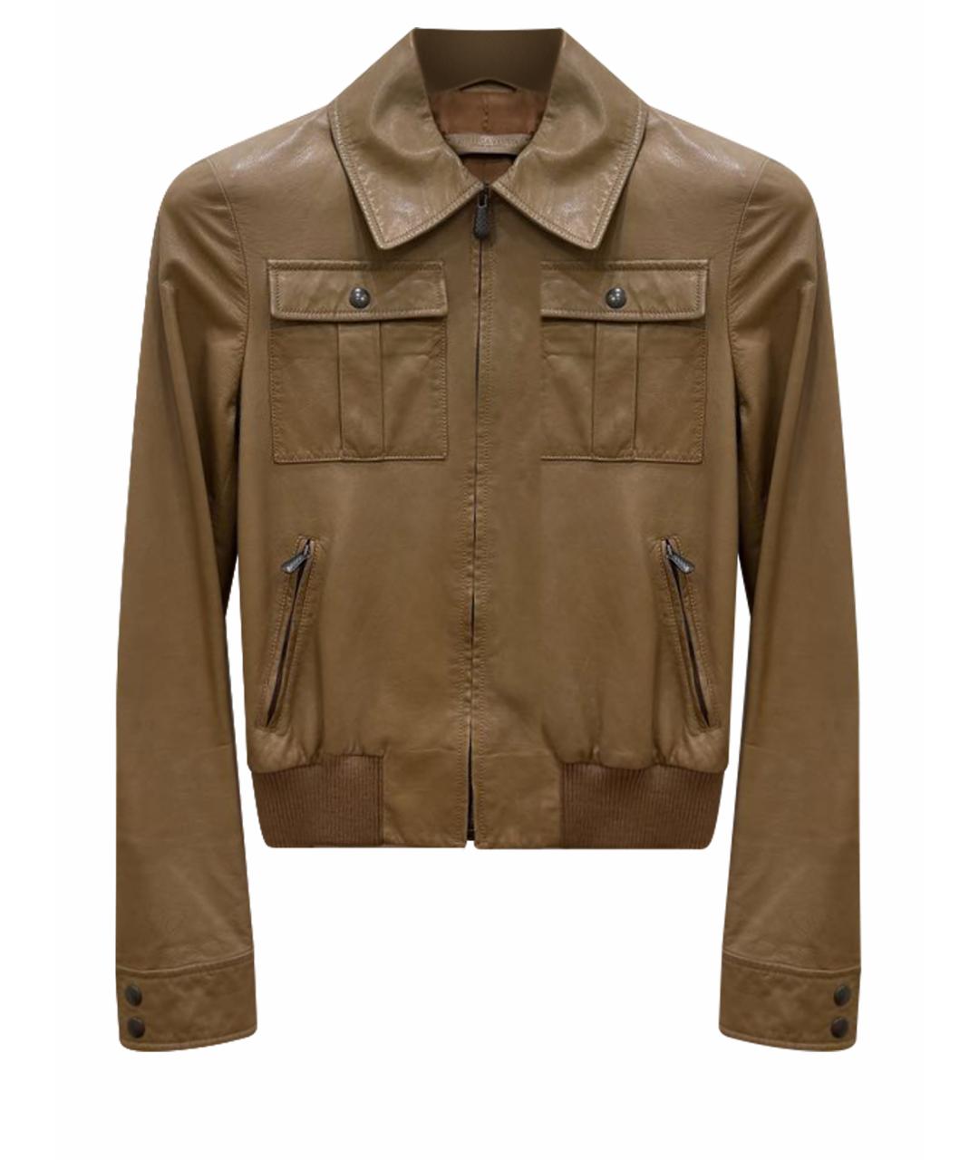 BOTTEGA VENETA Бежевая кожаная куртка, фото 1