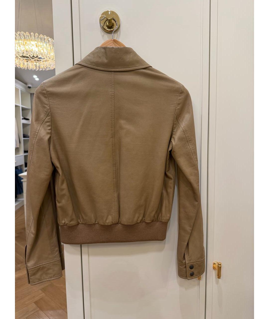 BOTTEGA VENETA Бежевая кожаная куртка, фото 2