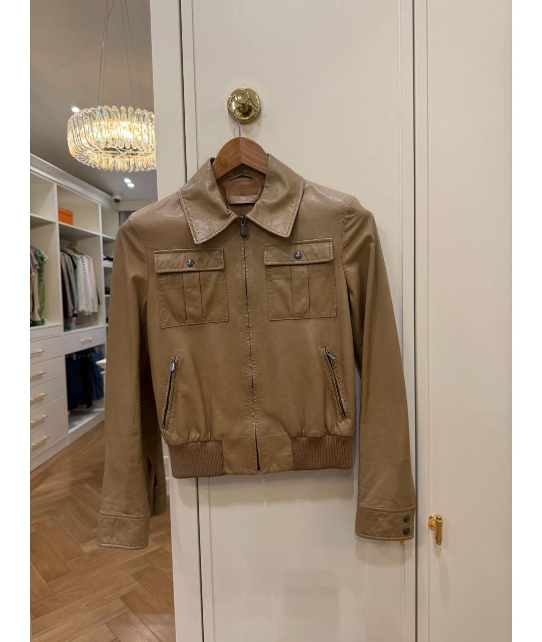 BOTTEGA VENETA Бежевая кожаная куртка, фото 9