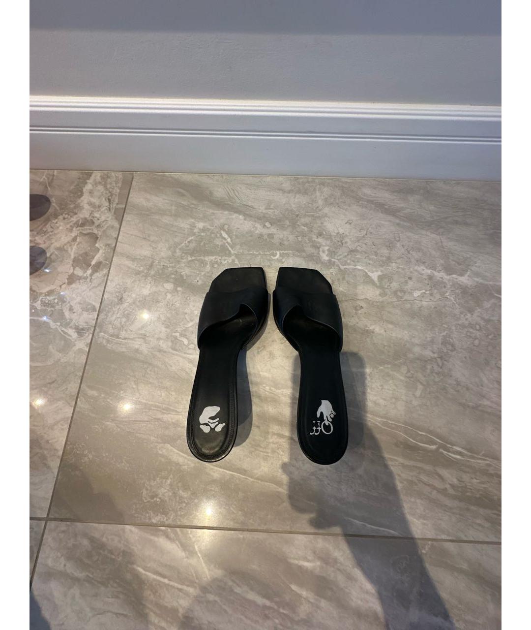 OFF-WHITE Черные кожаные босоножки, фото 3