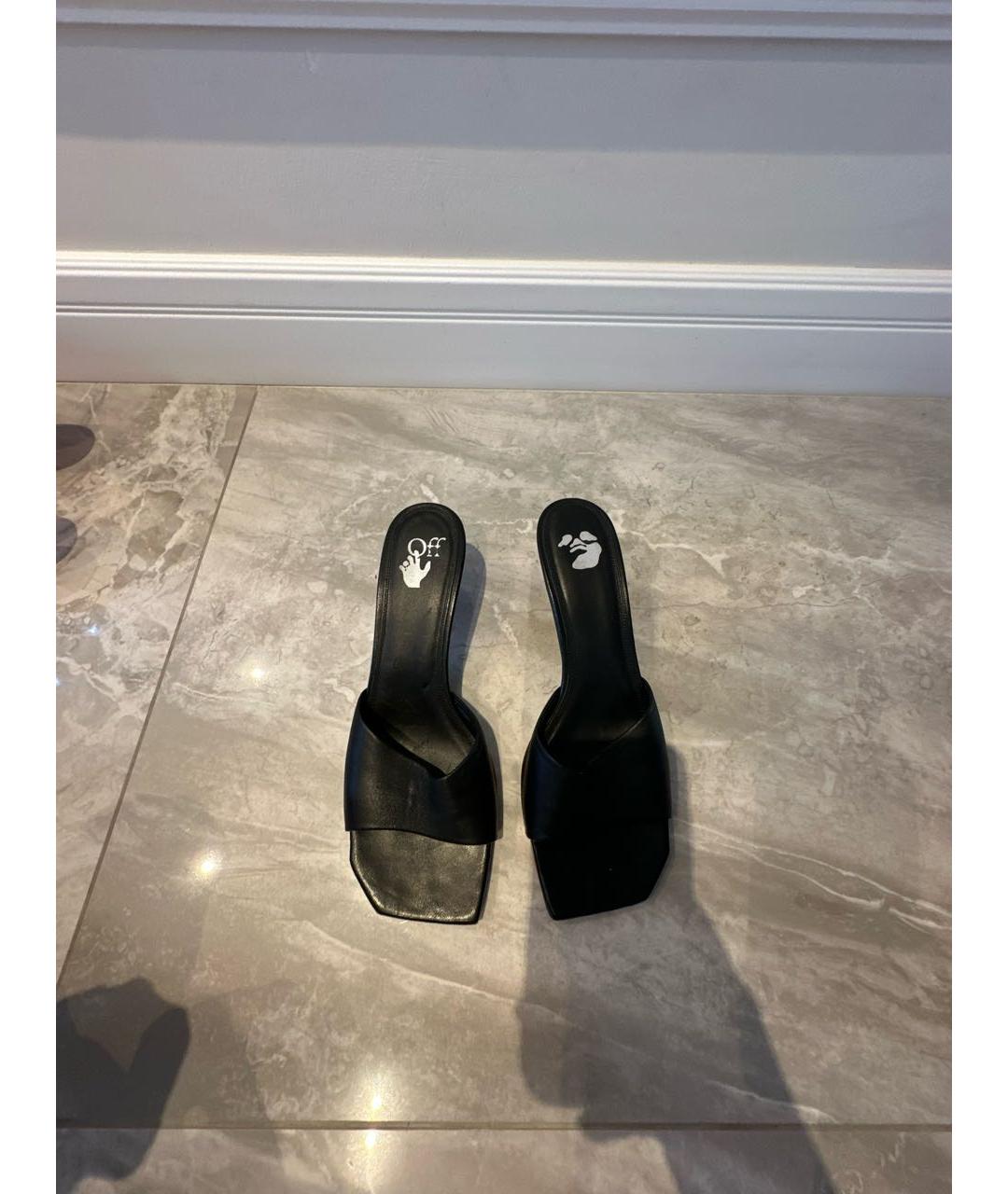 OFF-WHITE Черные кожаные босоножки, фото 2