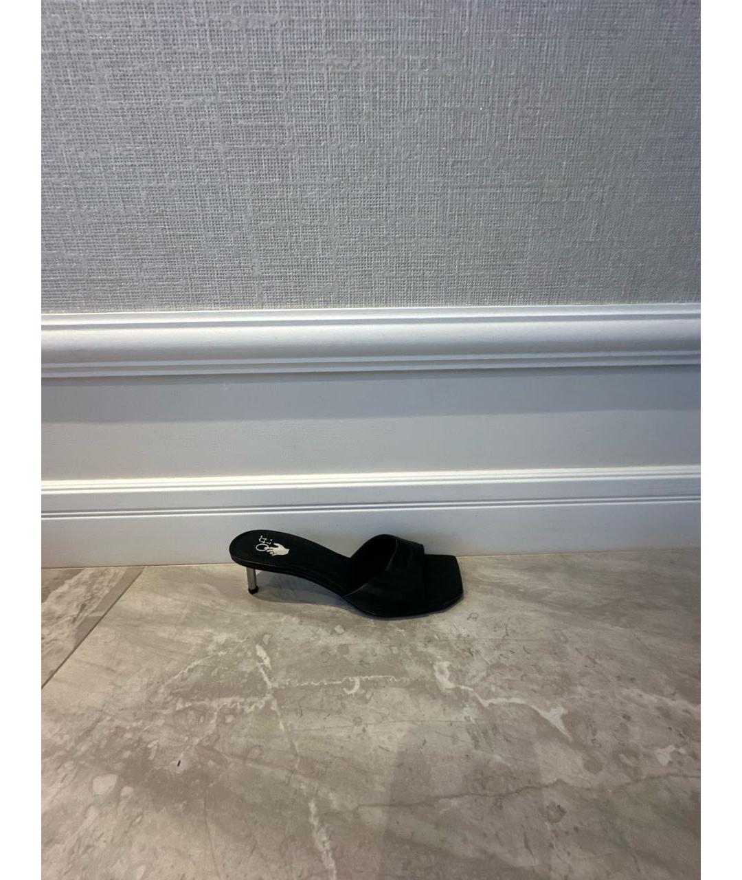 OFF-WHITE Черные кожаные босоножки, фото 7