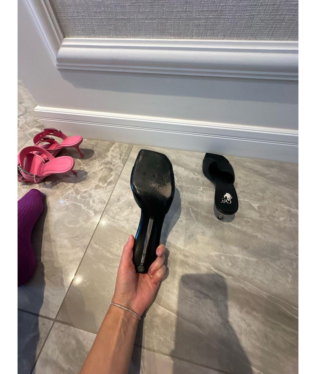 OFF-WHITE Черные кожаные босоножки, фото 5