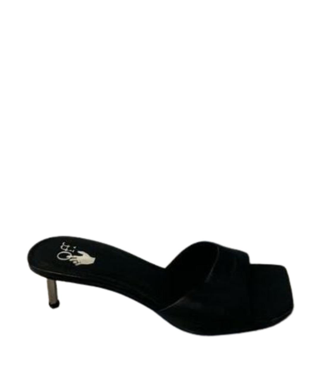 OFF-WHITE Черные кожаные босоножки, фото 1