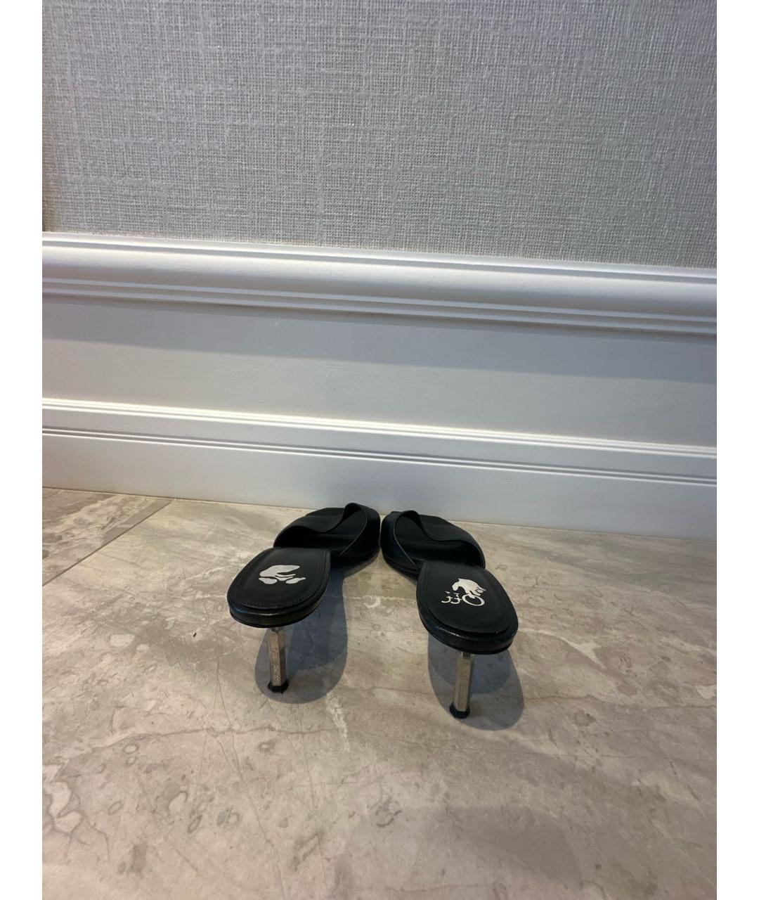 OFF-WHITE Черные кожаные босоножки, фото 4