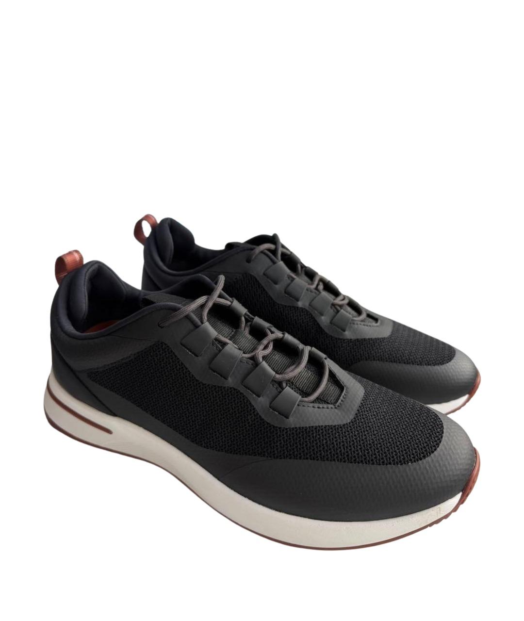 LORO PIANA Черные текстильные низкие кроссовки / кеды, фото 1