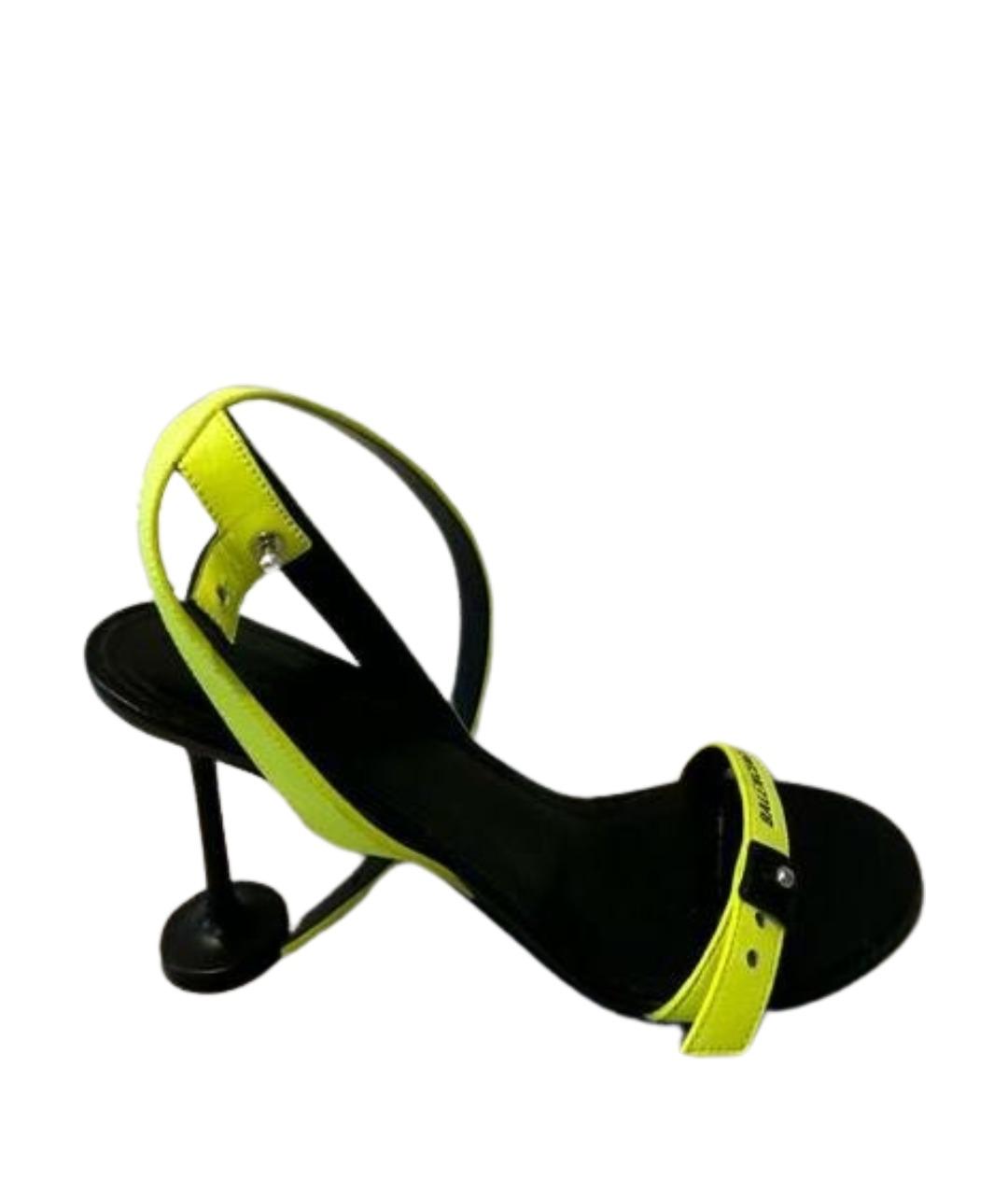 BALENCIAGA Желтые кожаные босоножки, фото 1