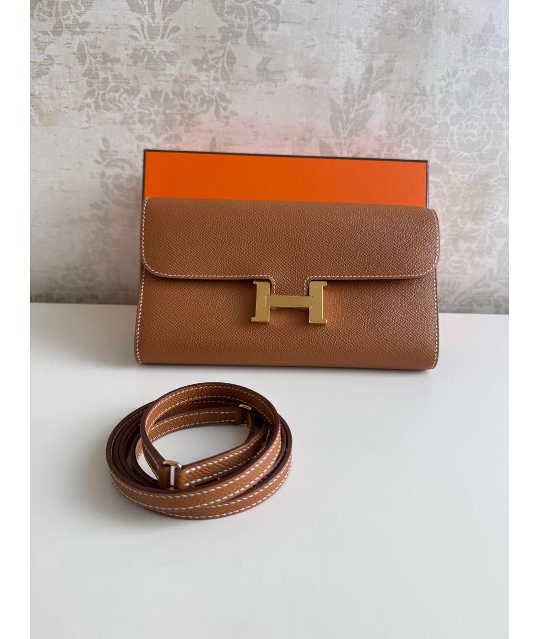 HERMES Коричневая кожаная сумка через плечо, фото 4