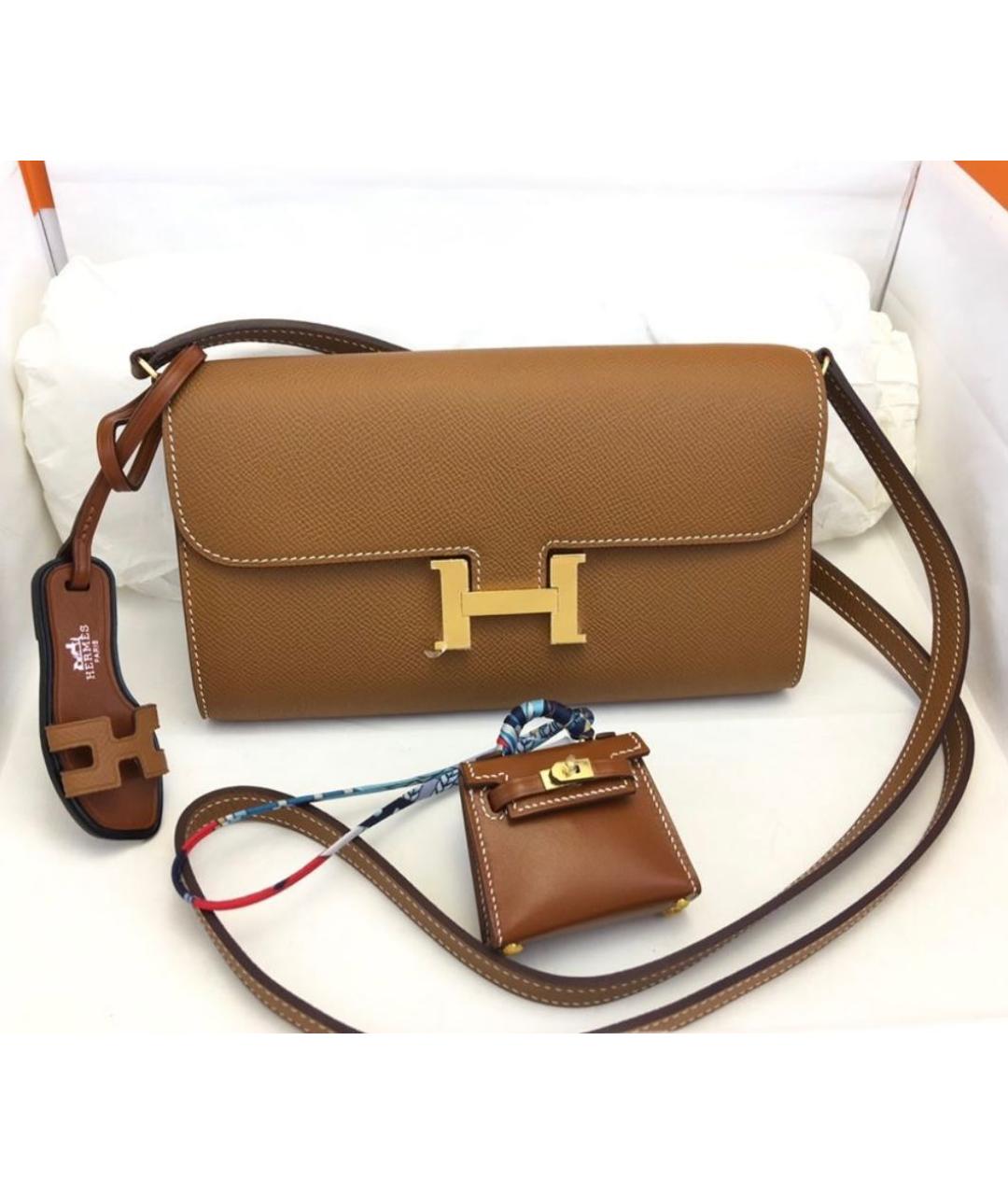 HERMES Коричневая кожаная сумка через плечо, фото 8